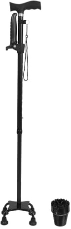 HAPINARY Bastón Plegable Ajustable para Ancianos con Doble Base Antideslizante, Mango ergonómico y Altura telescópica Ligera, Ideal para Apoyo Seguro en Interiores y Exteriores