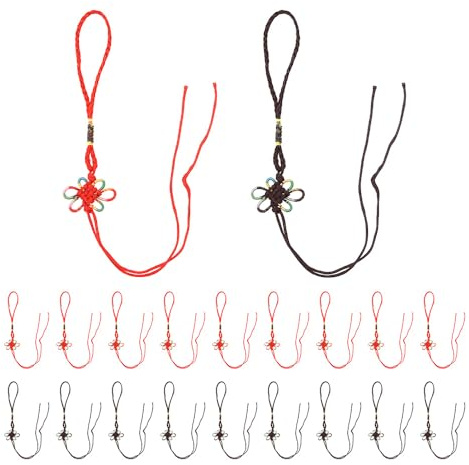 TONGIHS 20 Piezas Chino Borla China, para Hogar Oficina, Rojo&Marrón | aprox.23cm de largo,De nailon,2 modelos,Llamativos,Suaves al tacto,Simétricos,con un significado especial,para Puertas