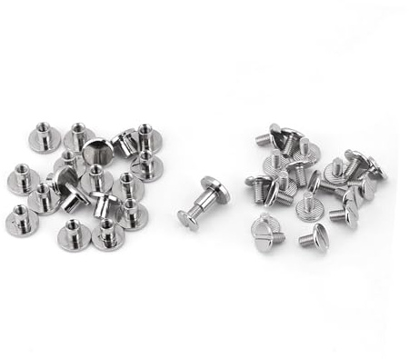 Generic Remaches Planos Roscados de Latón para Reparación de Artesanía de Cuero, Tachuelas Duraderas para Equipaje, Zapatos, Sombreros, 20 Remaches + 20 Tornillos (latón 3)