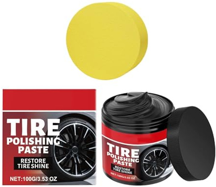 Pasta Lucida Per Pneumatici Con Spugna, 100g Rigenerazione Gomme Auto, Composto Pers La Rimozione Deis Graffis Dei Pneumatici, Pasta Rivestimento Ruote, Per Camion, Berline, Camper, SUV