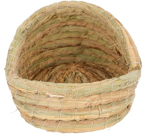 ABOOFAN Handgefertigtes Vogelnest aus Geflochtenem Stroh 21cm Leicht zu Reinigen Tragbares Design für Zucht von Vögeln und Hühnern im Freien