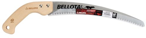 Bellota 454MR13SF, Serrucho de poda Guepardo con hoja curva de 13, dentado japonés y mango de madera recto, No incluye funda