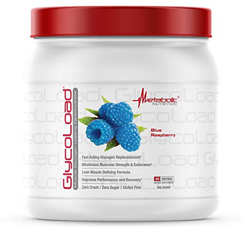 Metabolic Nutrition, Glycoload, 100% Micronized Cyclic Cluster Dextrin Carbohydrate Powder, Muscle Glycogen Loading Carbohydrate, Pre Intra Post Workout Supplement, Blue Raspberry, 600 gm (30 ser)