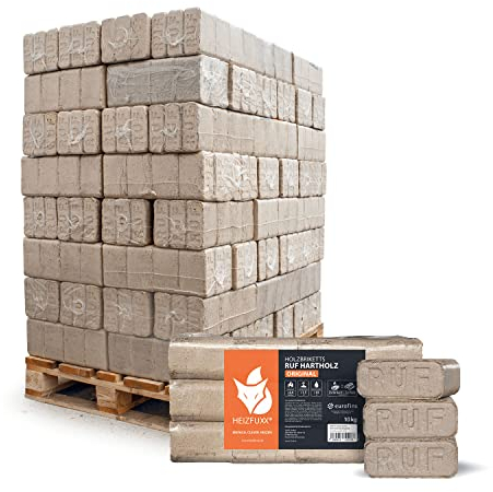 HEIZFUXX Holzbriketts Ruf Original Red 10kg x 96 Gebinde 960kg 1 Palette Hartholzbriketts Kaminbriketts Ofenbriketts Brennholz Brikett Gluthalter Briketts Paligo