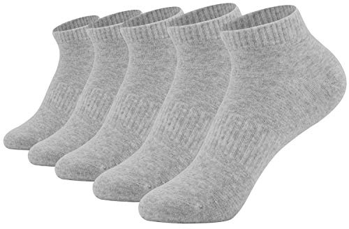 YMWALK Women Socks,5 Pairs Comfortable Cotton Casual Socks Low Cut Ankle Socks Breathable Liner Short Crew Socks for Running Walking Fitness Outdoor Sports-Gray