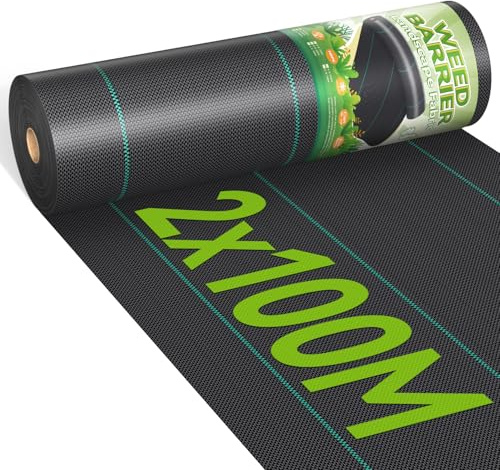 iropro Telo Pacciamatura Anti Erbacce, 2m x 100m, 200m² Telo Anti Erbacce Orto, Giardino, Tessuto Permeabile all'Acqu, Stabilizzazione ai Raggi UV,Barriere Contro Le Erbe Infestanti