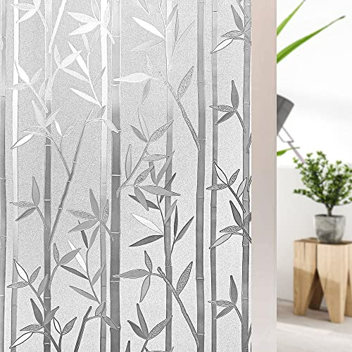 Shackcom Fensterfolie Sichtschutz Bambus Muster 90x200cm Milchglasfolie Selbsthaftend Blickdicht Fenster Folie für Badezimmer Schlafzimmer-J035