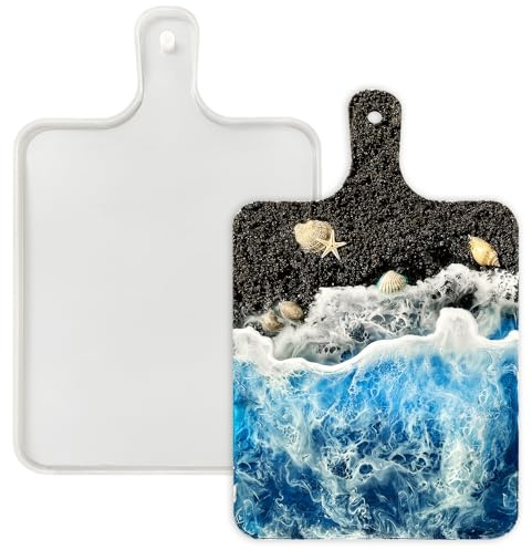RESINWORLD Charcuterie-Brett-Form, groß, tiefes Suchtablett, Silikonformen für Epoxidharz, Schneidebrettform für Harz, Servierbrett, Harz-Silikonform, 34 x 21 x 1,3 cm