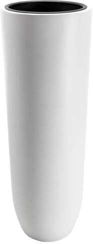VIVANNO Pflanzgefäß Bodenvase SOLERIO Fiberglas 100x33 cm Weiß Matt | Frostsicherer XXL Pflanzkübel für Außen & Innen - Wetterfester hoher Blumentopf inkl. Kunststoffeinsatz für den Garten