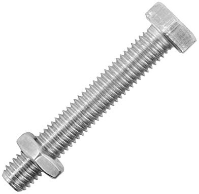 Sechskantschrauben M16x100 mm mit Edelstahlmuttern M16 aus Edelstahl A2 (5 Stück) | DIN 933 & DIN 439 - Maschinenschrauben - Sechskantmuttern niedrige Form von MESAROS®