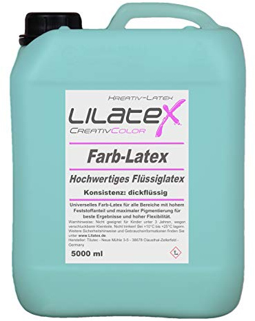 5 Liter Lilatex farbiges Flüssiglatex/Farblatex/Latexmilch - dickflüssiges Naturlatex in MINT
