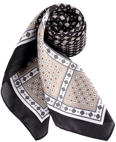 DAMILY Foulard Hommes à Carreaux Classique Bandana en Soie Mode Écharpe Carrée de Poche Surdimensionnée Pour Le Bal (Z-Noir)