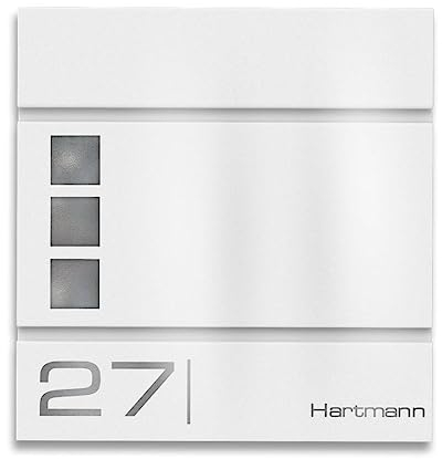 Metzler Briefkasten Weiß Cube - Name & Hausnummer als Lasergravur - in Verkehrsweiß RAL 9016 - Design Wandbriefkasten inkl. Zeitungsfach - Briefkasten mit Fenster - Größe: 37 x 37 x 10,5 cm