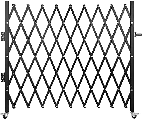 VEVOR Single Folding Security Gate, 48 H x 66 W Folding Door Gate, Steel Accordion Security Gate, Flexible Expanding Security Gate, 360° Rolling Barricade Gate, Scissor Gate or Door with Padlock