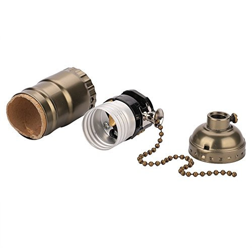 Douille E27, Support de Lampe de Table de Bureau Rétro, Douille de Lampe à Filetage M10 en Aluminium avec Interrupteur à Chaîne(Bronze)