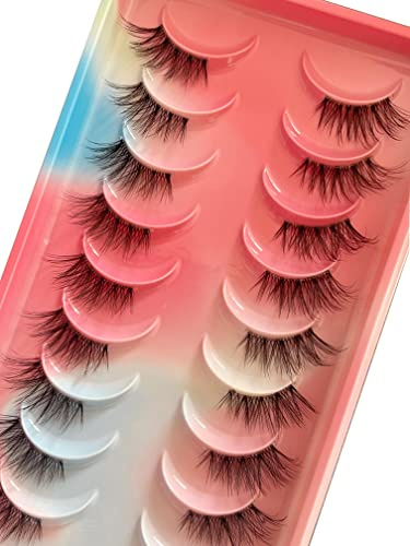 Halbe Falsche Wimpern 10 Paare Russian Strip Lashes D/DD Curl Flauschige Nerzwimpern Natural Eye Lashes Pack Wiederverwendbar