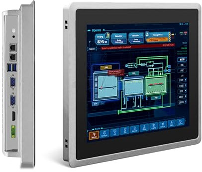 SunKol 12.1 inch Industrial Embedded Panel PC, 10 Point Capacitive Industrial Touch Screen Panel Computer, 2xUSB3.0,HDMI,2xRS232,2xLAN (J6412, 4GB RAM 128GB SSD)