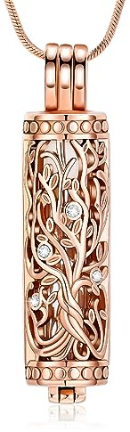 Minicremation Kremation Urne Anhänger Halskette mit hohlen Zylinder Vial Keepsake Urne Kremation Schmuck Memorial Lockets für Asche für Frauen Männer