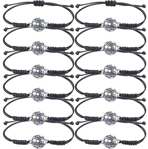 12 sportarmband för barn – justerbara, flätade armband för fotboll, baseboll och basket – perfekt present till sportfödelsedagsfester för flickor och pojkar