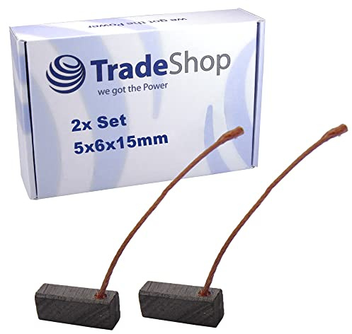 2x Trade-Shop Motorkohle Kohlebürste Schleifkohle 5mm x 6mm x 15mm 12-24V für verschiedene KFZ-Motoren Rolltor Garagentor Antriebe Lichtmaschine