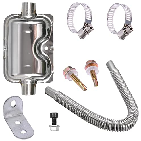 Edelstahl Auspuff Abgasrohr mit Schalldämpfer, Abgasschlauch Schalldämpfer Set 24mm Edelstahl Auspuff Abgasrohr Mit Schalldämpfer für Luft Diesel Standheizung, 60cm
