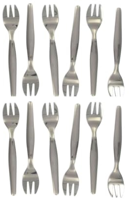 Fackelmann 9937650 Lot de 12 petites fourchettes à desserts ou à huîtres, fourchettes à huîtres, fourchette de cuisine, fourchette crustacés, Acier inoxydable, 12,5 cm