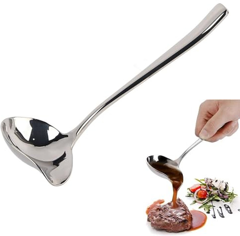 Soßenkelle, 2 Stück, 19,1 Cm, Edelstahl, Französischer Soßenlöffel, Soßenlöffel, Kleiner Schöpflöffel, Soßen-Niesellöffel Mit Ausguss Zum Servieren