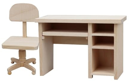 1:12 Miniatur Büroschreibtisch Und Stuhl Set, Puppenhausmöbel, Modellspielzeug, Holz