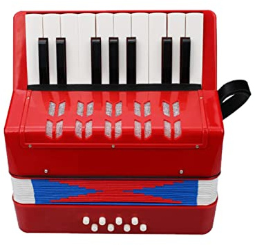 FUNFANG Geburtstagsgeschenk Akkordeon Akkordeon 17 Tasten 8 Bass kleines Akkordeon Musikinstrument für Anfänger Geburtstagsgeschenk