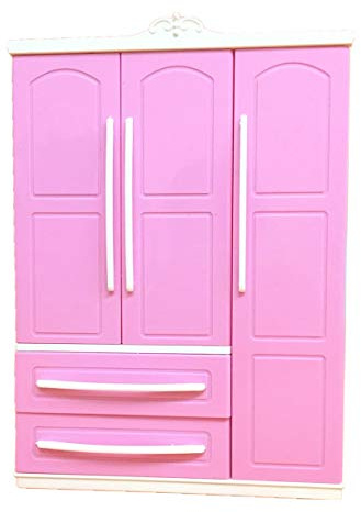 Diarypiece Moderner Kleiderschrank Für Barbi Möbel, Rosa, Kunststoff, 1:12 Scale, Modern, 1 stück, Unisex, Kind, MINIATURE_TOY_FURNISHING, Kleiderschrank