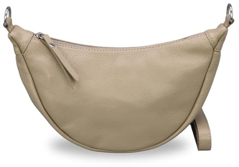 BRISE Borsa a tracolla da donna PETRA fatto a mano Borsa a tracolla in vera pelle con cinturino in pelle 4 scomparti mezzaluna borsa impermeabile elegante banana made in Italy, talpa