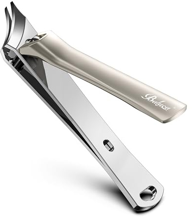 BALUCA Slanted Blade Ingrown Toenail Clippers for Thick Toenails, Angled Toe Nail Fingernail Cutter Trimmer for Seniors and Men - Champagne