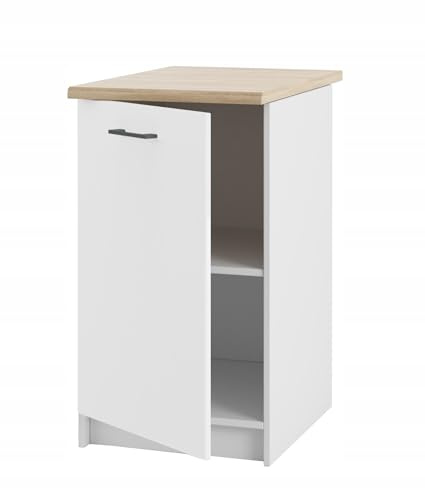 Laclar Stehender Küchenschrank mit Türen und Arbeitsplatte – 45 cm Breite - universell einsetzbar - mit robustem Material - einfach zu montieren ideal für kleine Küchen zur optimalen Stauraumnutzung