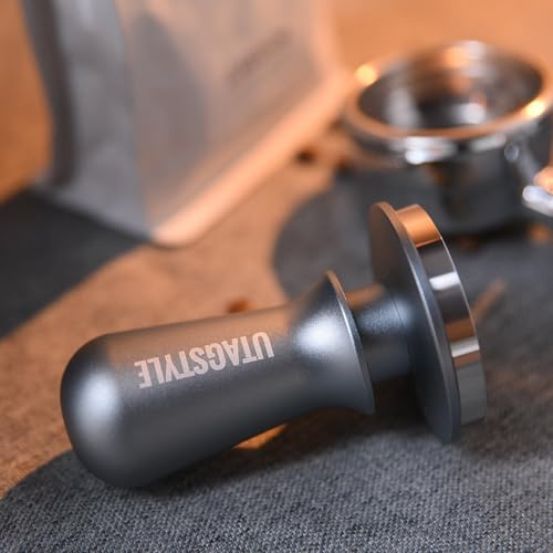 58.5mm Espresso Tamper Spring-loaded Coffee Tamper Espresso Hand Tamper with Stainless Steel Flat Base & Aluminum Handle Barista Ergonomic Tamper Espresso Accessories for 58mm Portafilter Basket