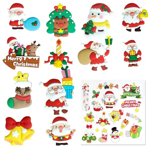 YCVBCY Cake Topper Noël, 14 pièces, Décoration de gâteau de Noëls, pour gâteaux, cupcakes, muffins, Décoration de fête, Rouge