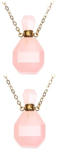 Amosfun 2pcs Fluorite Crystal Perfume Container Pendant Travel Flask Jewelry Essential Oil Holder Necklace for Party Decor