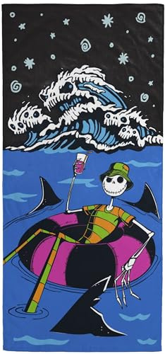 Disney Nightmare Before Christmas Bath Pool Beach Towel - Kids Super Soft & Absorbent 100% Cotton Towel with Jack Skellington, Measures 28 x 58