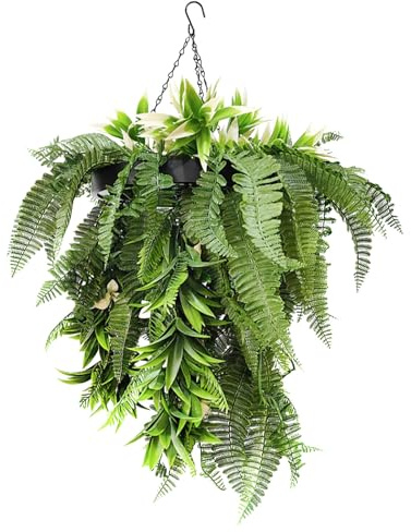 Floordirekt Hängepflanze 50 x 70 cm - Künstliche Pflanzen zum Aufhängen - Grüne Kunstpflanze für stilvolle Dekoration für Garten, Balkon, Terrasse (Rainforest)