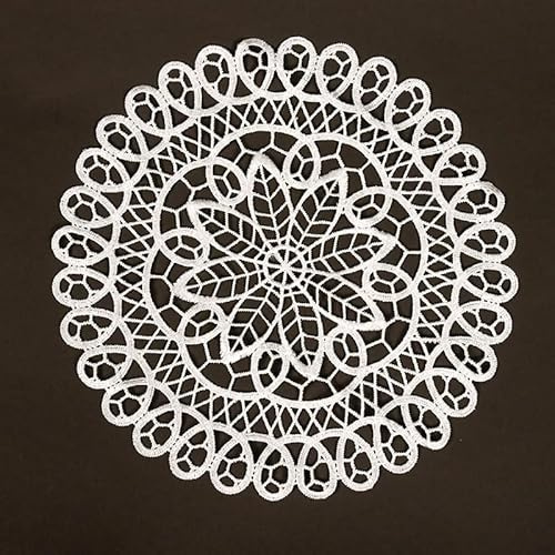 YKAFADE 4 Stück 25cm Runde Bestickte Tischmatte, Spitzendeckchen Handarbeit Geklöppelt Weiße Häkeldeckchen Tischdecke Untersetzer Spitze Tischläufer für Küche, Esszimmer,Party Hochzeit Heimdekoration