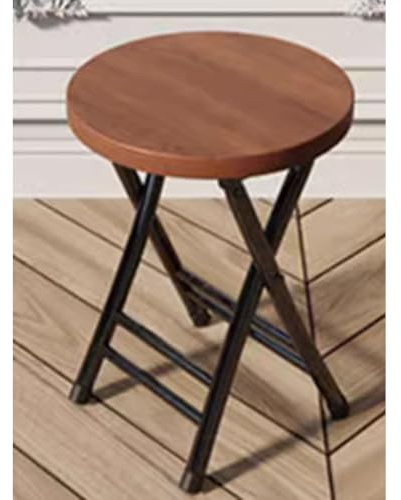 lirrebol Tabouret de Bar Rond Pliable | Tabouret de Bar Portable 45 cm | sans Dossier | Pliage Facile et Design Robuste et Peu encombrant | pour Bar, Salle à Manger, Bureau et événements (Noyer)
