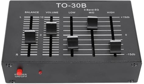 Stereo Audio Equalizer, 3 Band Sound Channel Balance, Volume Control Preamp with Isolated Power Supply for Home Audio, Music Lovers, DJs, Studio Equipment, and Car Sound Systems