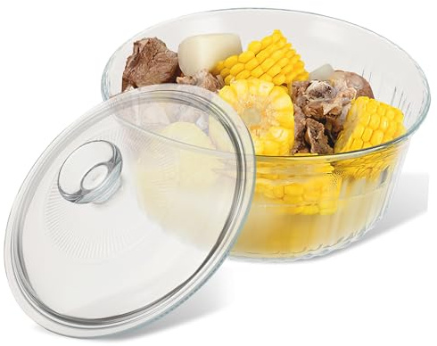 Didiseaon Small Casserole Dish Lid Glass Bowl Set Round Casserole Dish Cover Microwave Pan Lids
