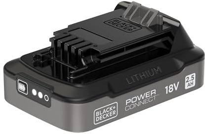 BLACK+DECKER 18V POWERCONNECT Lithium-Ion 18V Battery 2.5Ah, with LED Charge Indicator, Compatible with BLACK+DECKER 18V Cordless Tools, BDL2518S-XJ