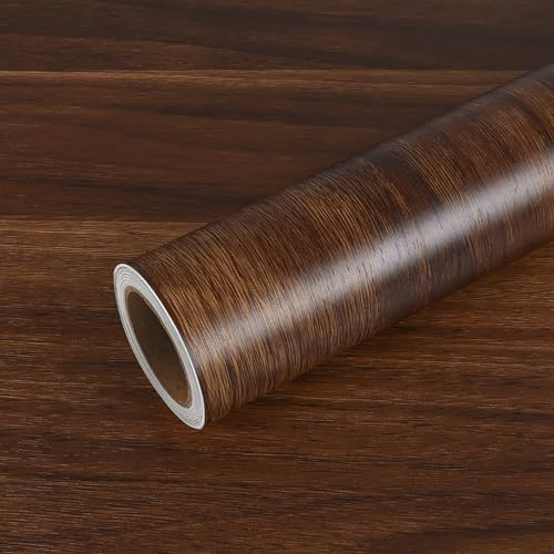 VEELIKE Papier Peint Bois Marron Papier Adhésif pour Meuble Bois Vintage Brun Vinyle Adhesif Meuble Rouleau Adhesif Decoratif Chambre Salle de Bain Cuisine Lavable Stickers Meubles 40cm × 300cm