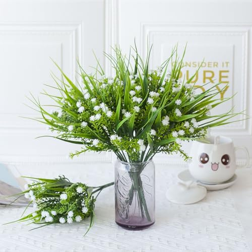 Wennala 6 Stück Schleierkraut Künstlichweiß,Dekoblumen Künstlich,Künstliche Blumen Für Hochzeit, Party, DIY-Kranz, Blumenarrangement, Heimdekoration