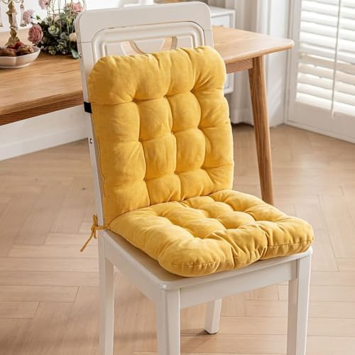 UWOBTN Sitzkissen Stuhlkissen mit Rückenteil für Outdoor, Indoor, Küchen, Garten，Esszimmer，40×40cm Bürostuhl Stuhlauflage mit Bänder Niedriglehner Sitzpolster(G)