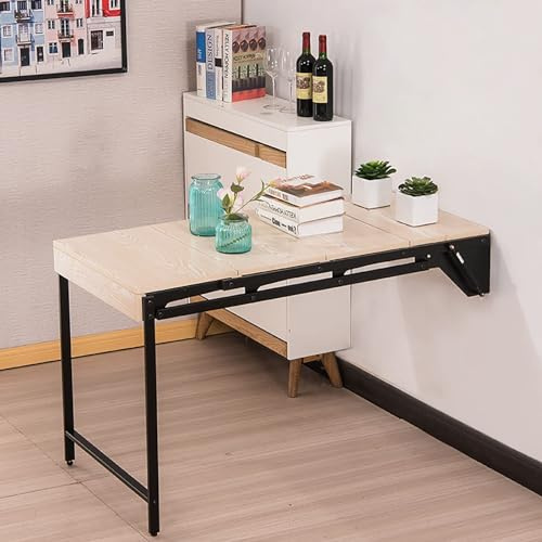 MSHGSKU Wall-Mounted Drop-Leaf Dining Table with Murphy Folding Shelf - Space Saving Multifunctional Workbench & Desk - Wall Mounted Storage Table for Dining