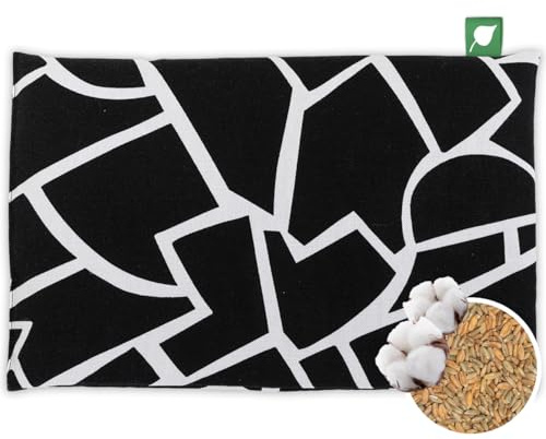 HERBALIND Körnerkissen 30x20 cm schwarz-weiß Grafik – 800gr Getreide Wärmekissen – Natürliches Wärmekissen Mikrowelle & Backofen – Handmade in Germany Abstract geometrisch