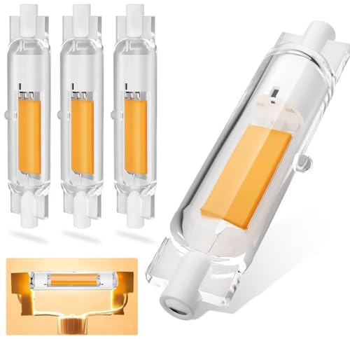 Dvnoua R7S LED 78mm Dimmbar Lampen, 20W R7S LED 78mm Ersatz für 200W J78mm Halogenstab, Stab Warmweiß 3000K 2000 Lumen, Kein Flackern, 360°Abstrahlwinkel, 4er Pack