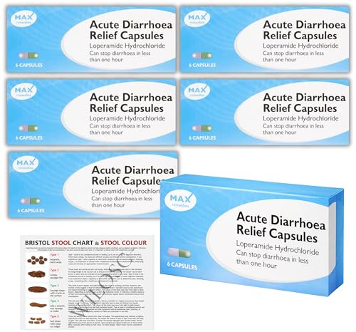 Acute Fast Acting Diarrhoea Tablets for Adults GSL | 6 Pack | 36 Capsules | + Handy Wilosc Stool Chart & Guide